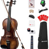 Vangoa Solid Wood Violin 4/4 Full Size Set Fiddle Handmade Varnish, Handcrafted Four by Four Starter Acoustic Violins Kit with Lightweight Hard Case for Beginners, Teens, Adults, Right Handed