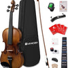 Vangoa Solid Wood Violin 4/4 Full Size Set Fiddle Tiger Pattern, Handcrafted Four by Four Starter Acoustic Violins Kit with Lightweight Hard Case for Beginners, Teens, Adults, Right Handed