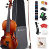 Vangoa Violin 4/4 Full Size Set Fiddle, Handcrafted Starter Acoustic Violins Kit with Solid Wood Side Board, Lightweight Hard Case for Beginners, Teens, Child, Kids Age 12+, Adults, Right Handed