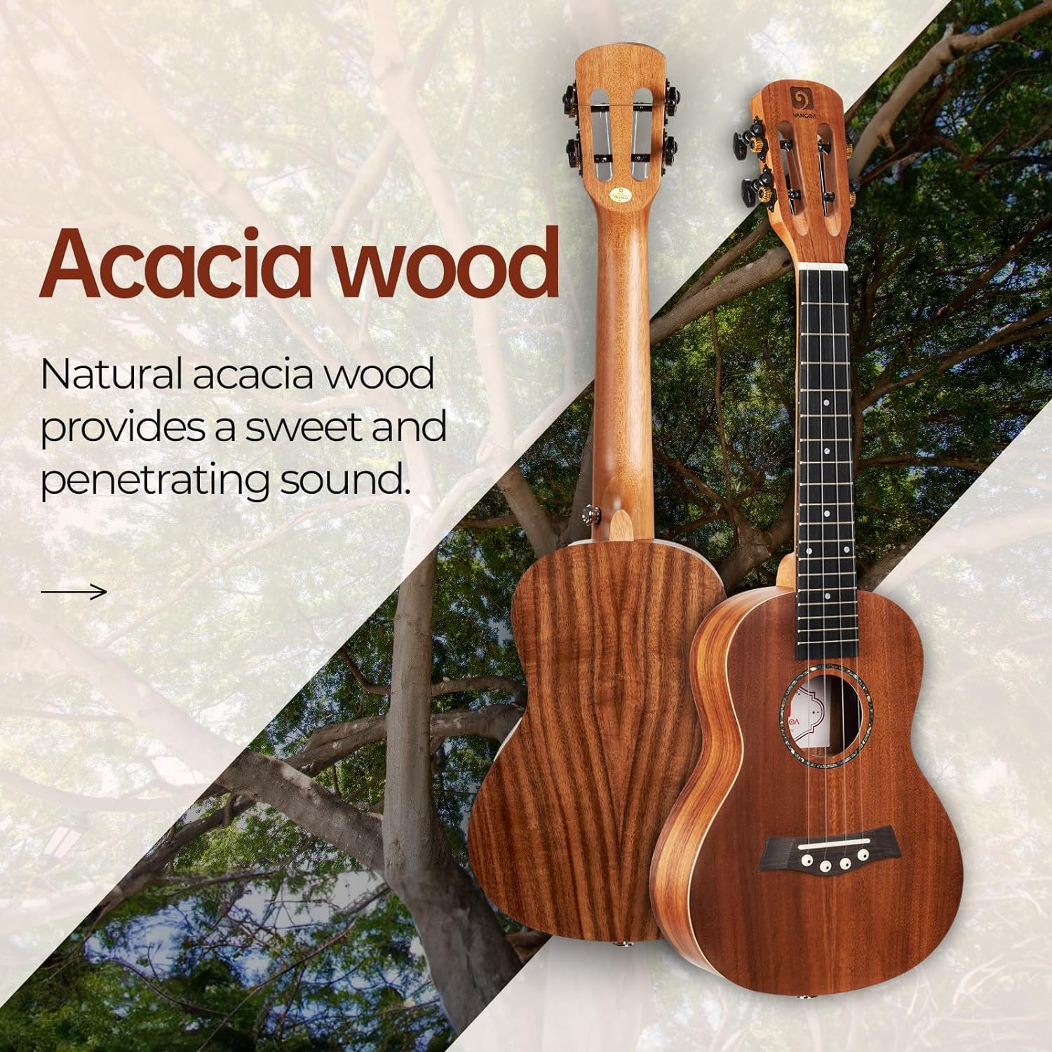 Vangoa Concert Ukulele Beginner KOA 23 Inch Acacia Ukelele Kit Professional Acoustic Ukulele for Adults Kids Hawaiian Uke Beginner Kit Ukelele 23 Adult Beginner