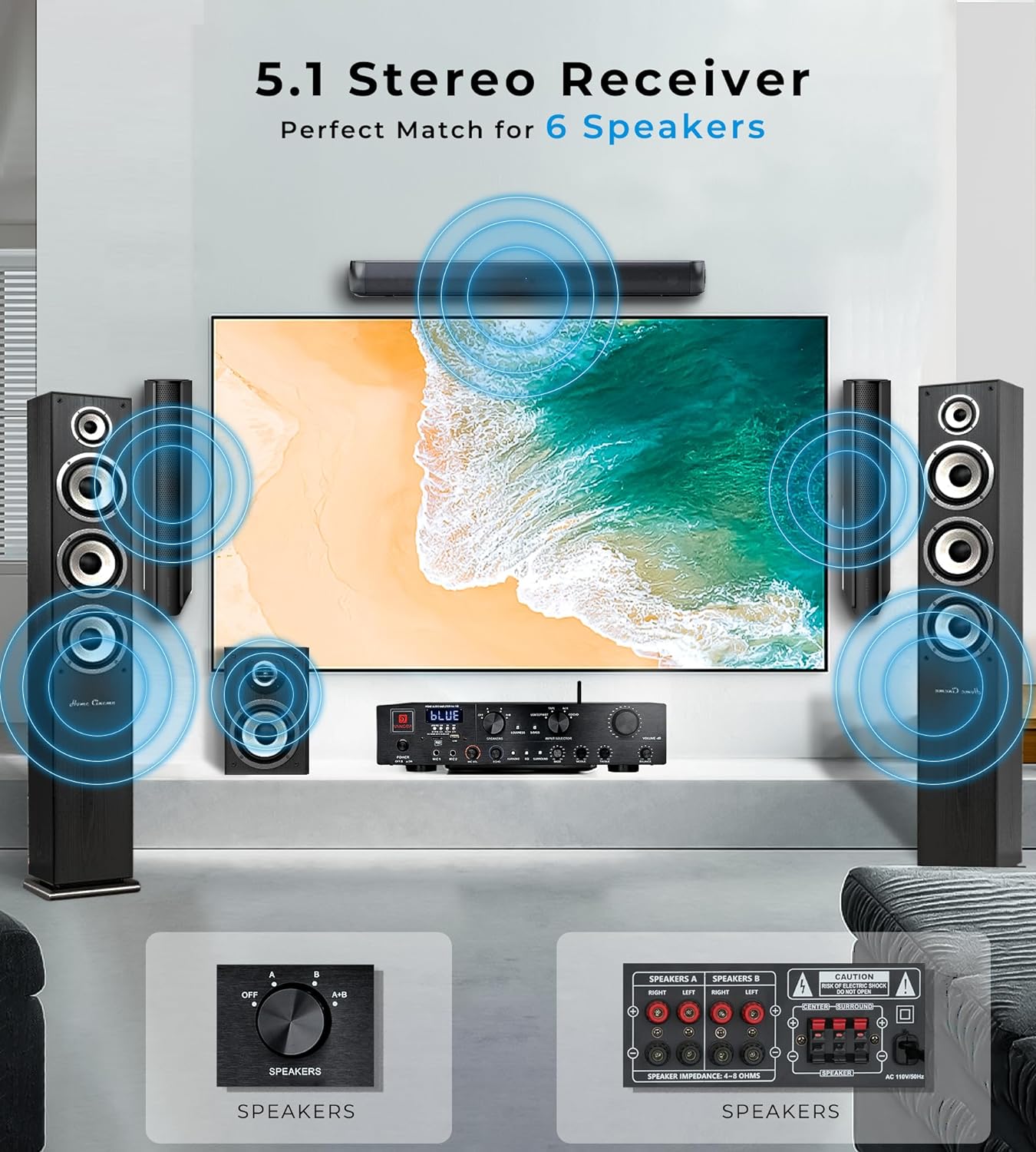 Home shops Theater Amplifier Audio Receiver Sound System