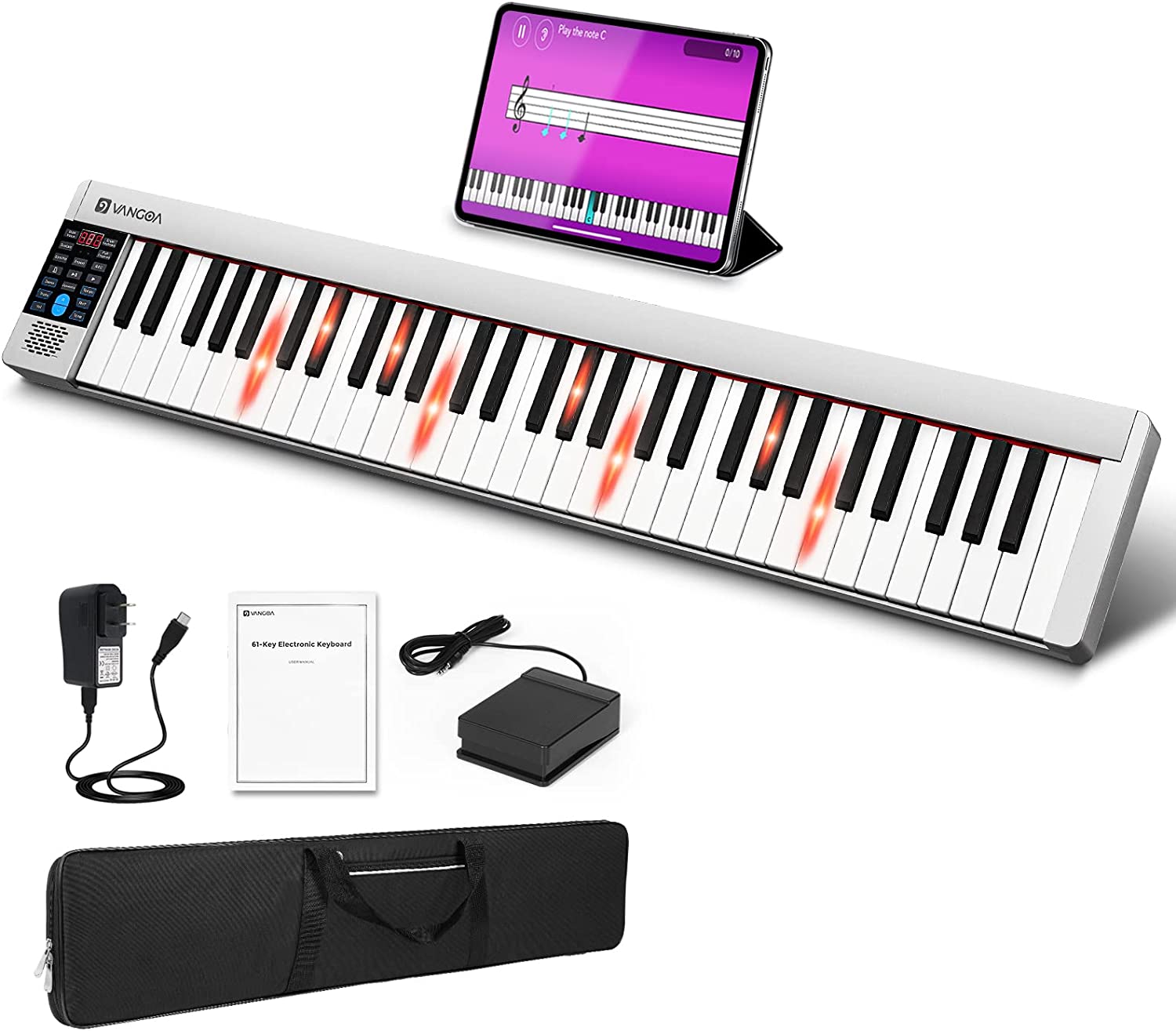 🇺🇸]Vangoa VGD610 Portable Keyboard Piano with MIDI 61 Keys Touch
