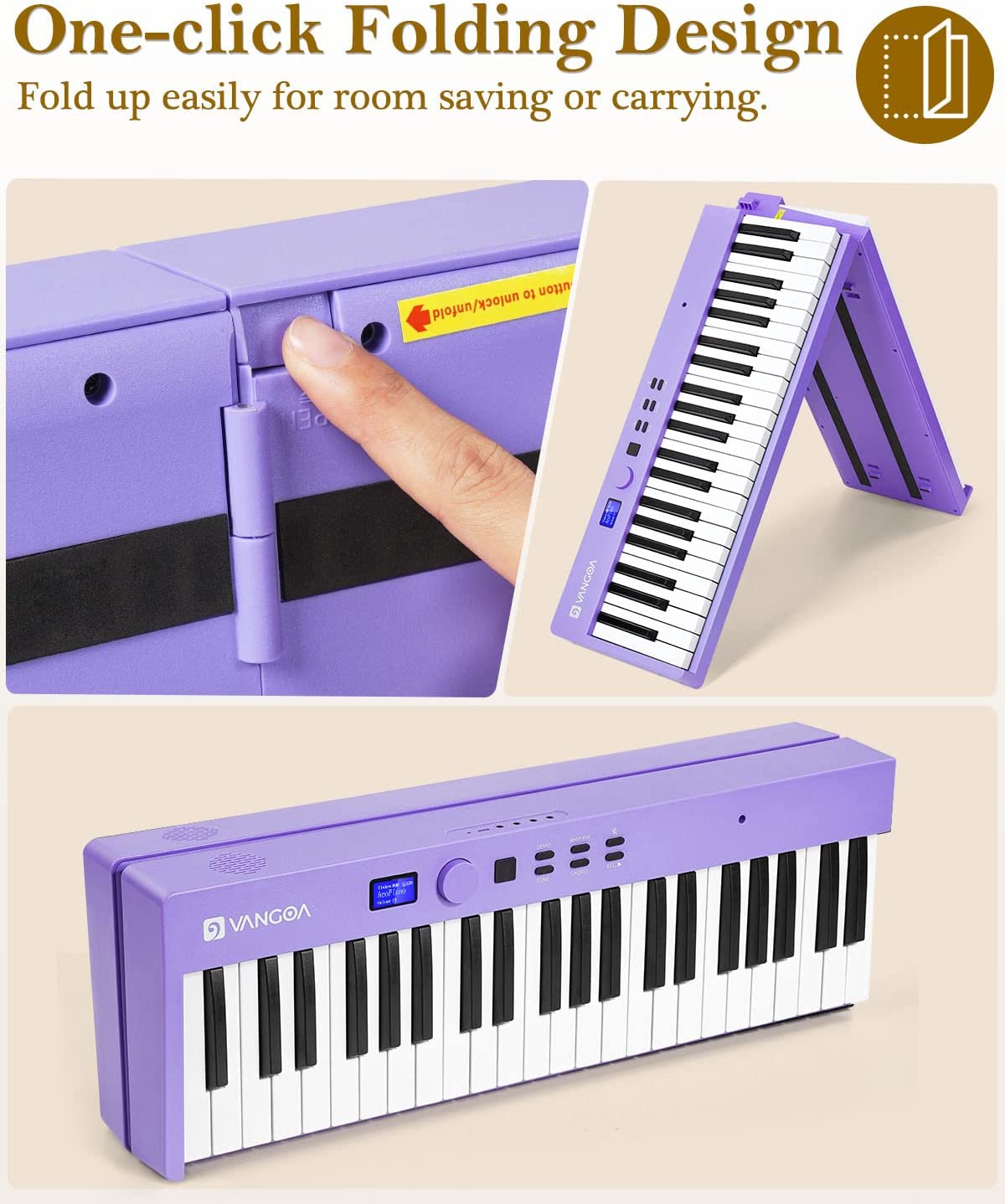 🇩🇪🇫🇷🇮🇹🇪🇸]Vangoa VGD882 Folding Piano Keyboard Portable 88 Keys  Semi-W