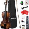 Vangoa Solid Wood Violin 4/4 Full Size Set Fiddle Handmade Varnish, Handcrafted Four by Four Starter Acoustic Violins Kit with Lightweight Hard Case for Beginners, Teens, Adults, Right Handed