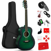 Vangoa Acoustic Guitar Kit 3/4 Junior Size Set, 36 in Concert Travel Guitars All Wood Acustica Guitarra w/Starter Bundle For Kid Beginner Children Adult Teen Youth, Right-Handed Matte Green Burst