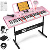 Vangoa VGK6101 Pink Piano Keyboard 61 Key, Electric Keyboard Kit Portable Music Keyboard for Kids Students with Microphone, 600 Tones, 400 Rhythms, 50 Demos, Gift for Beginners