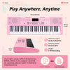 Vangoa VGK6101 Pink Piano Keyboard 61 Key, Electric Keyboard Kit Portable Music Keyboard for Kids Students with Microphone, 600 Tones, 400 Rhythms, 50 Demos, Gift for Beginners