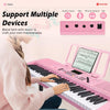 Vangoa VGK6101 Pink Piano Keyboard 61 Key, Electric Keyboard Kit Portable Music Keyboard for Kids Students with Microphone, 600 Tones, 400 Rhythms, 50 Demos, Gift for Beginners