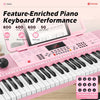 Vangoa VGK6101 Pink Piano Keyboard 61 Key, Electric Keyboard Kit Portable Music Keyboard for Kids Students with Microphone, 600 Tones, 400 Rhythms, 50 Demos, Gift for Beginners