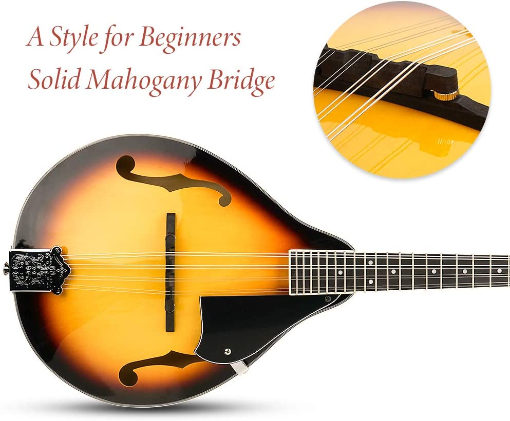 Vangoa A Style Mandolin 8 String Sunburst