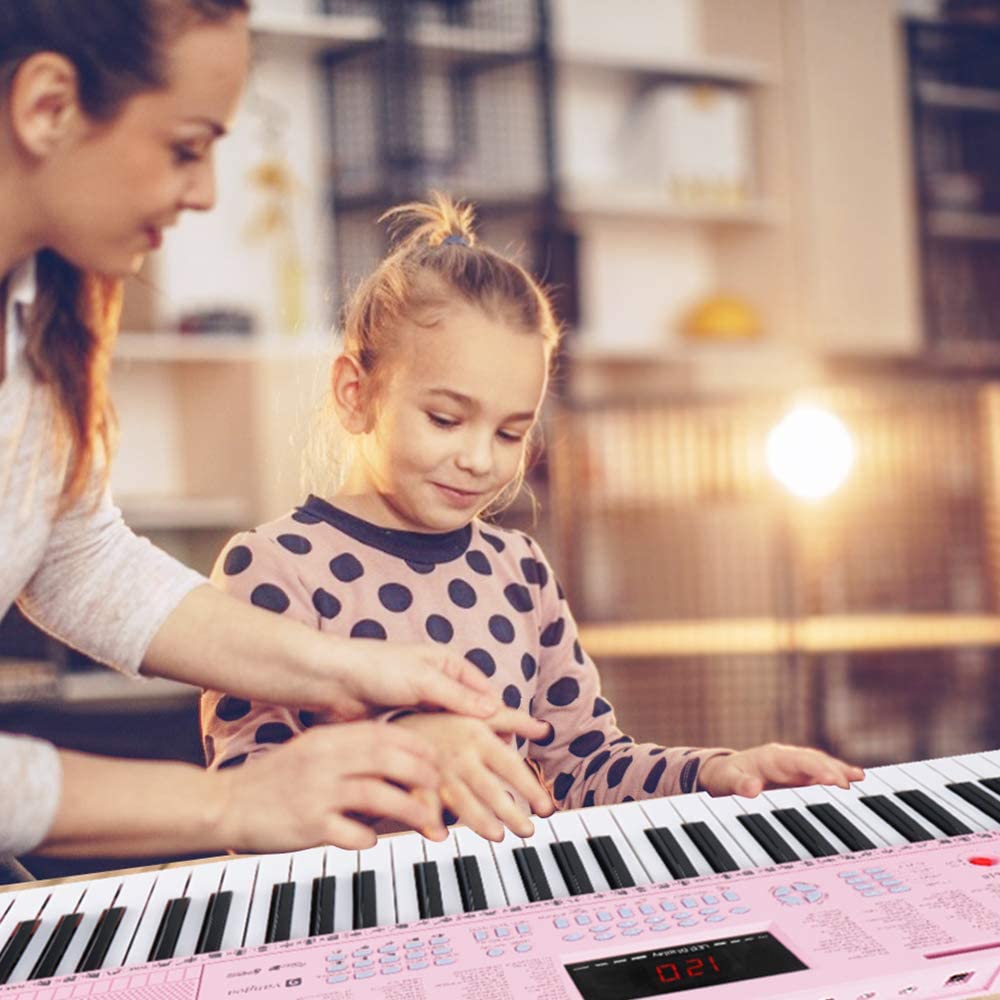 Vangoa VGK610 Piano Keyboard 61 Mini Keys Pink