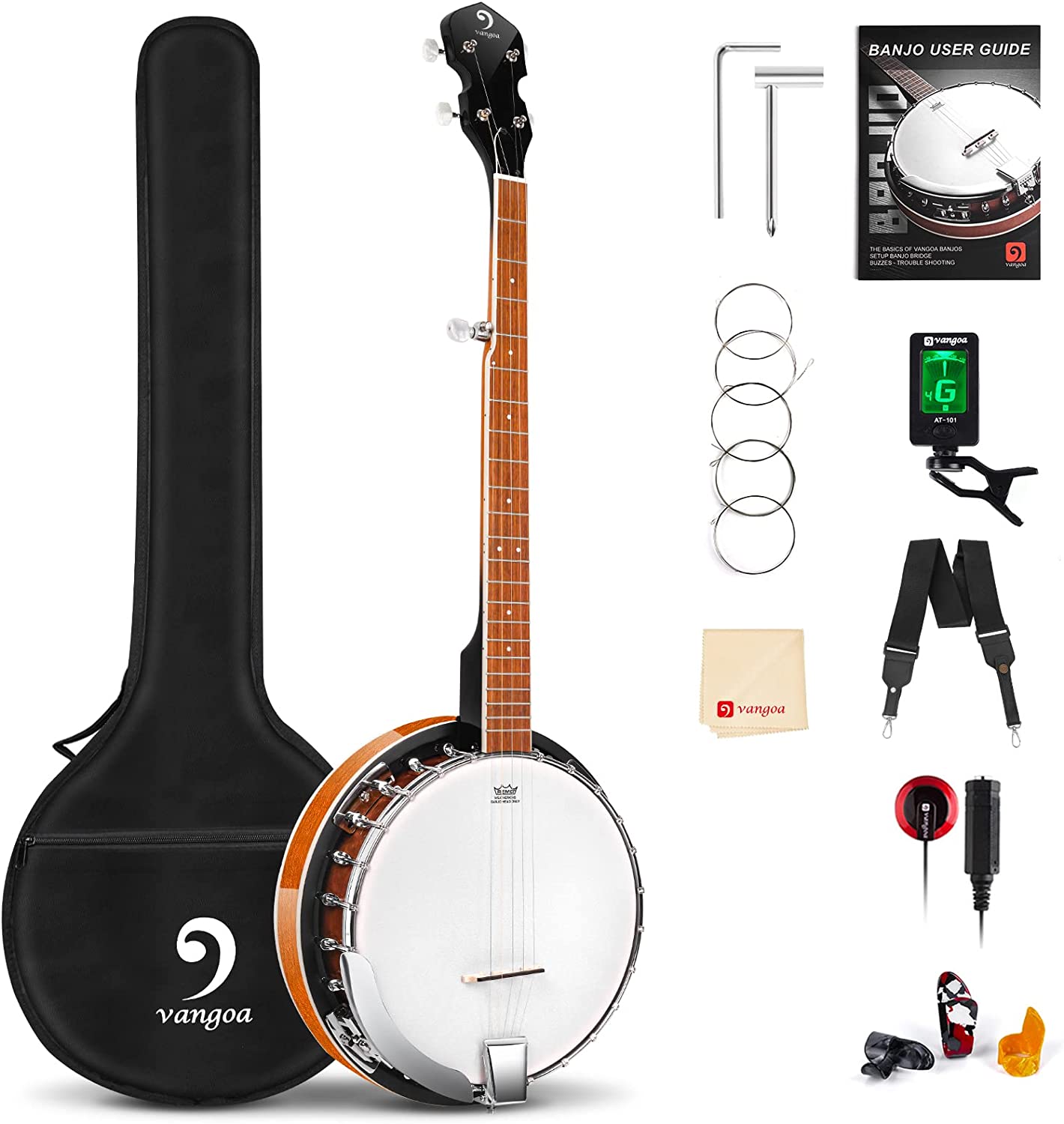 available on ]Vangoa Banjo 5 String Beginner Full Size Kit