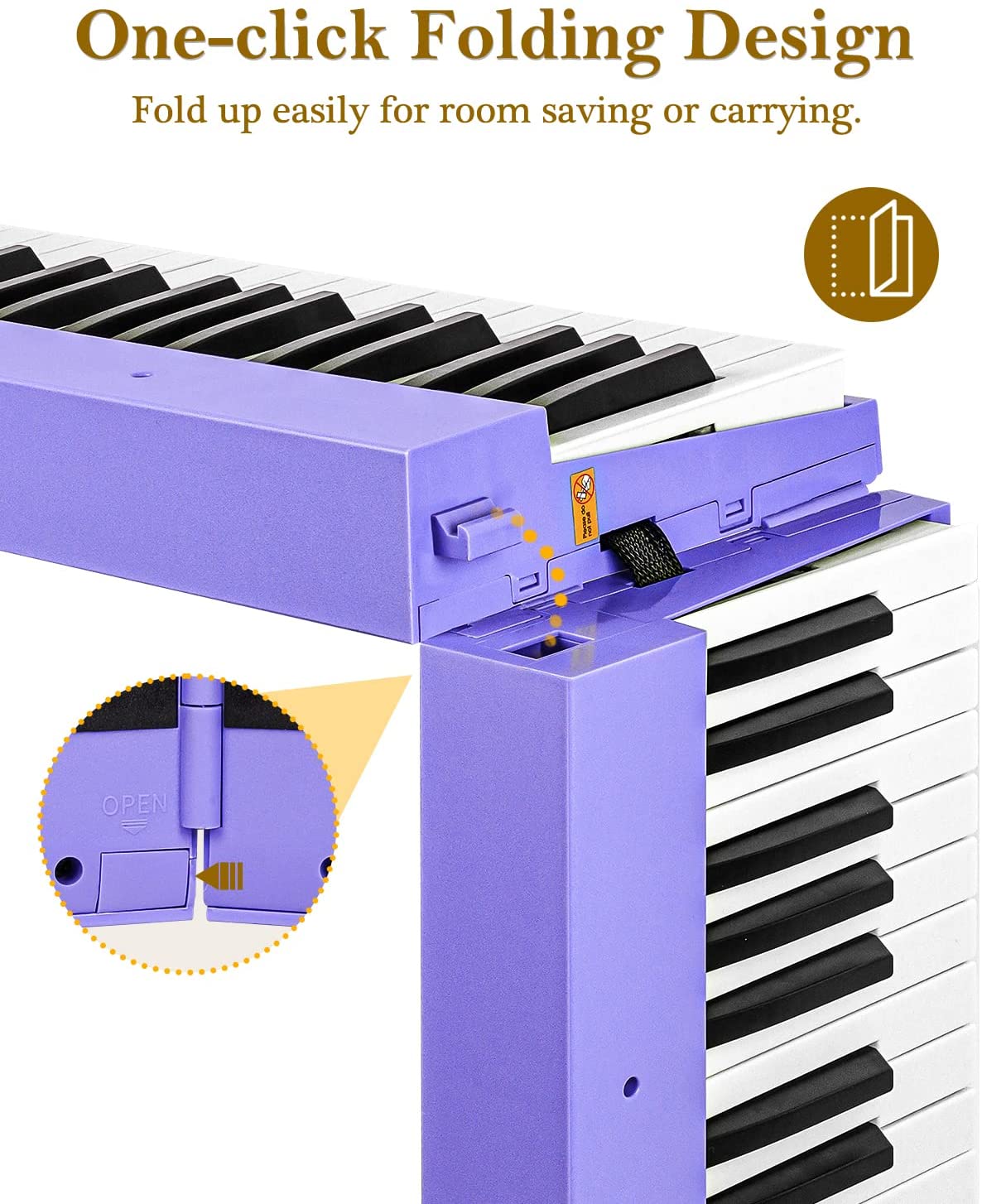 [🇺🇸🇬🇧🇩🇪🇫🇷🇮🇹🇪🇸]Vangoa VGD882 Folding Piano Keyboard Portable 88  Keys Purple